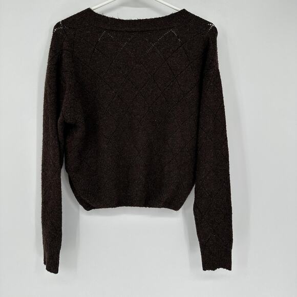 ASTR The Label Cardigan Womens Small Brown Embroidered Preppy Cropped Daisy - Picture 9 of 10